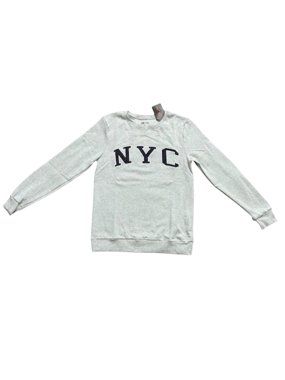 On Fire NYC Gray Fleece Crewneck Sweatshirt Small NWT Cozy Pullover